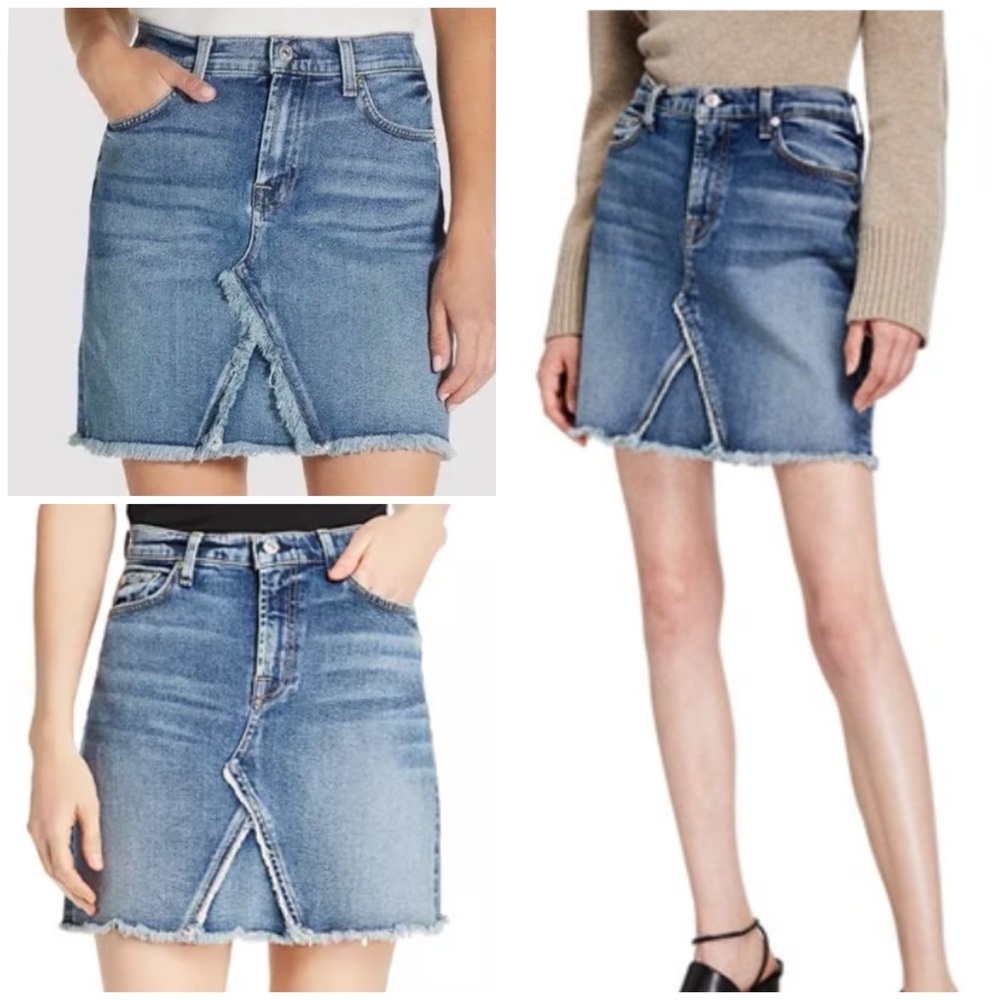 7 For All Mankind Luxe Vintage Denim Mini Skirt Size 28
